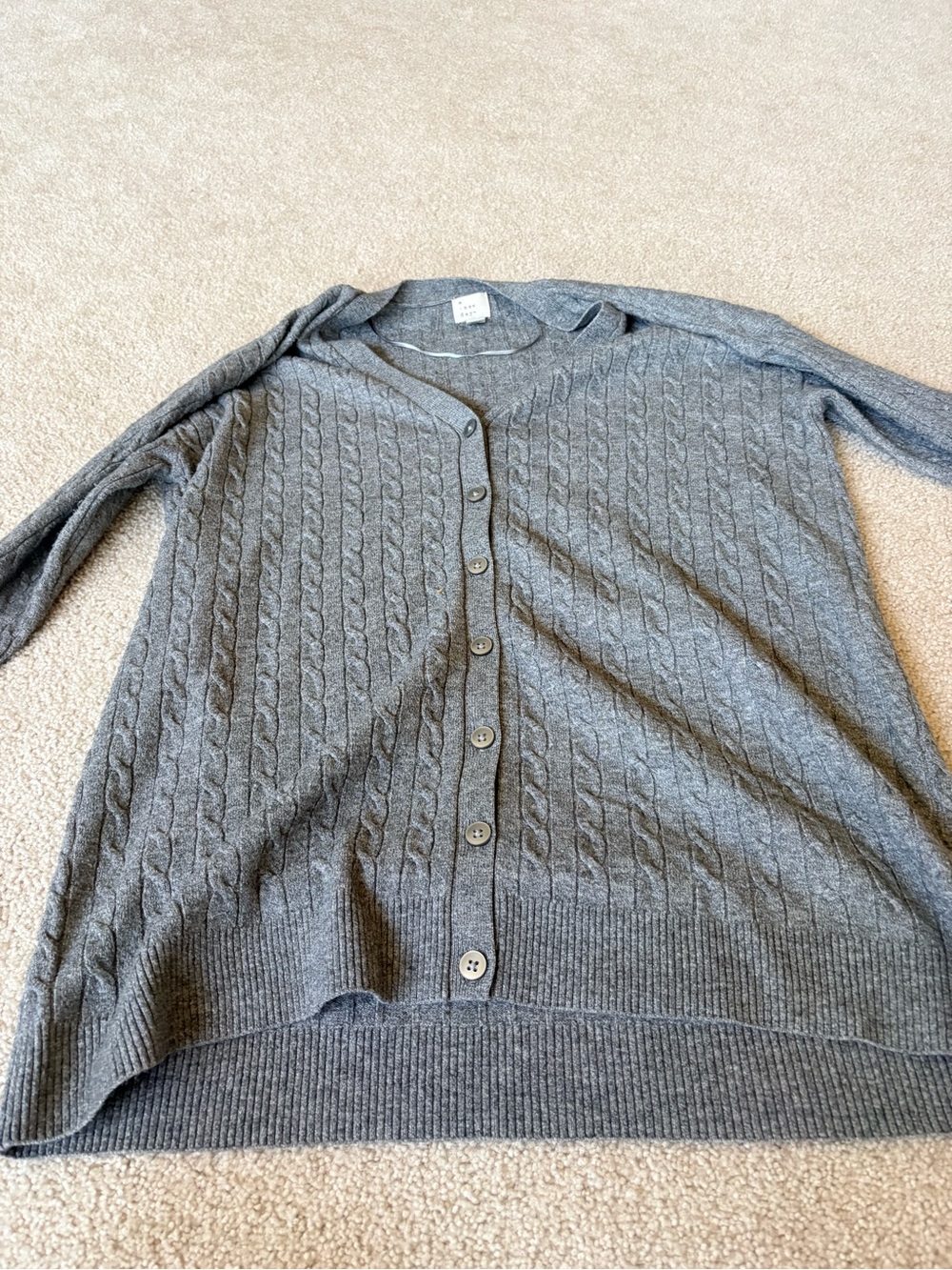a new day Gray Cable-Knit Button Cardigan